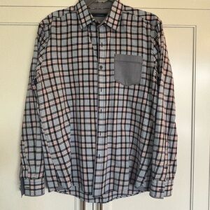 7 Diamonds Men's Plaid Shirt - Blue, White, Red